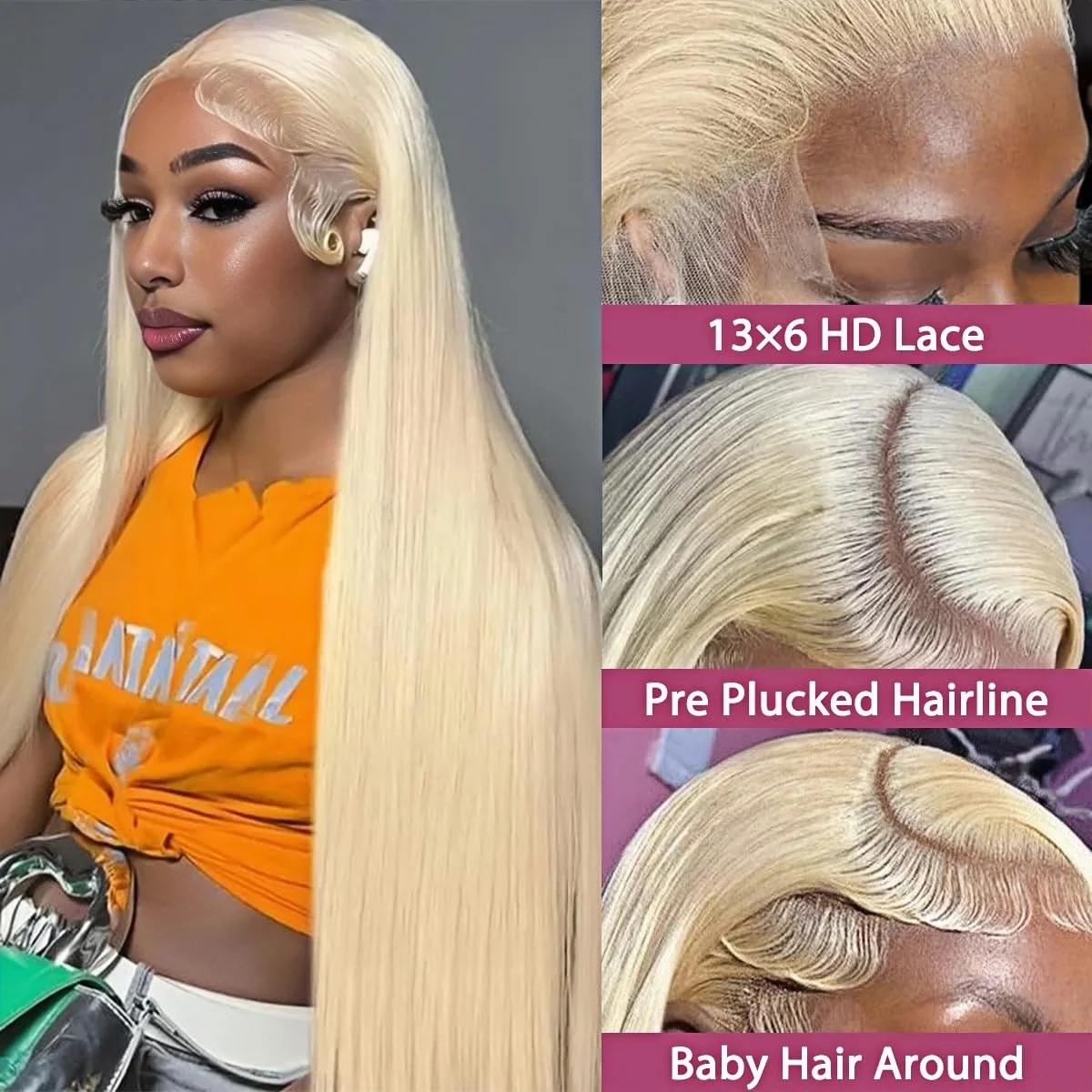 

613 Lace Front Wig Human Hair 13x6 HD Transparent Lace Front Wigs Human Hair Straight Wigs Human Hair Pre Plucked Blonde Wigs