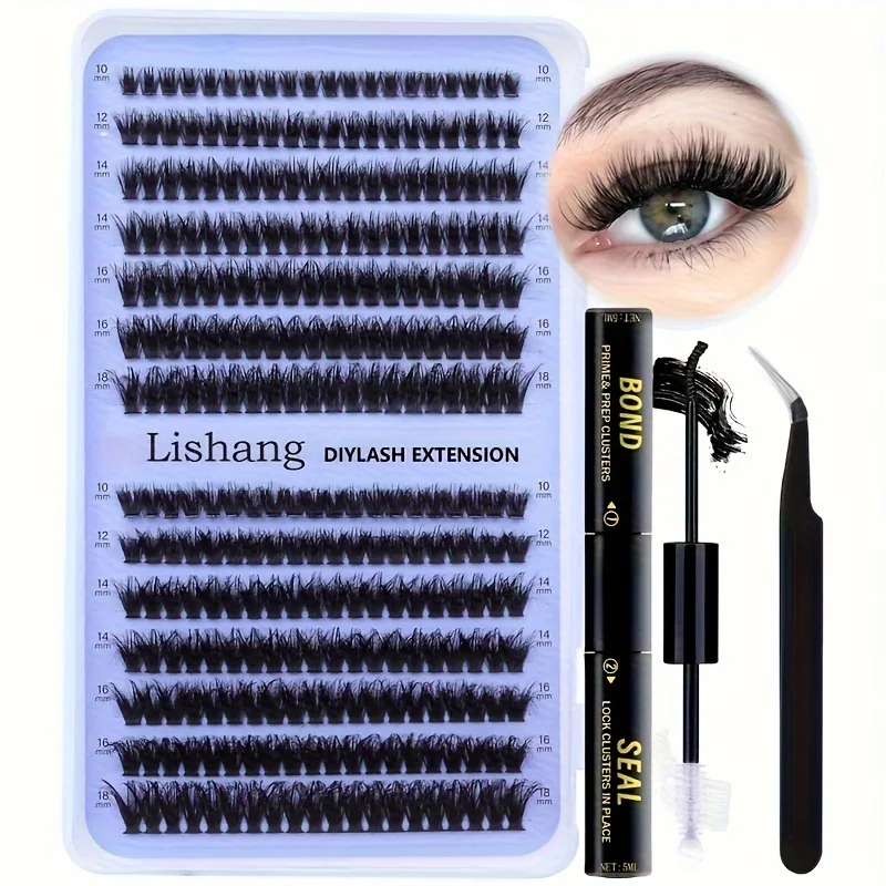 280 Wimpernverlängerungsset 60D+80D dickes Wimperngruppen-Set, mit Wimpernpinzette (280 Stück, 10–18 mm)