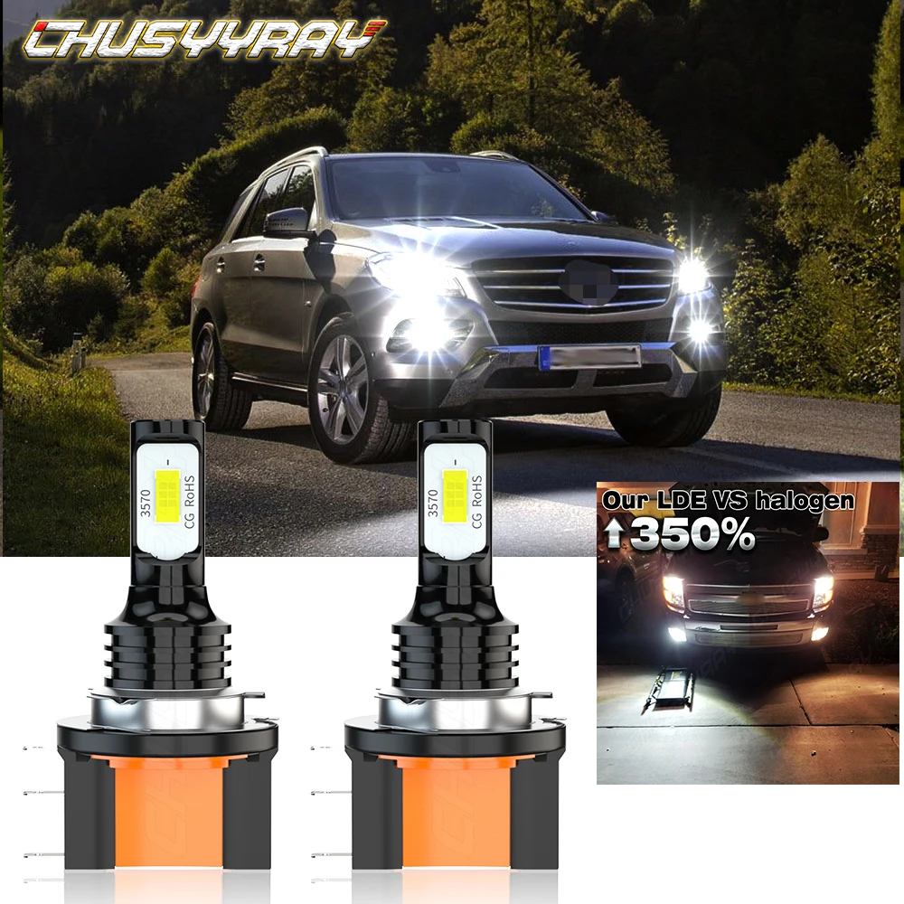 

CHUSYYRAY 2X H15 Compatible For Mercedes Benz GLA45 AMG 2015-2016 LED Headlights H15 Bulbs High Beam DRL Bulbs Car accsesories