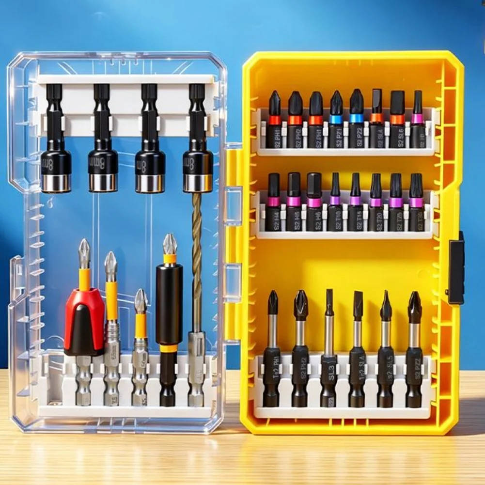 34-Piece For IMPACT Driver Bit Collection Featuring Magnetic Tips and Hex Shank Design for Enhanced Control and Efficiency