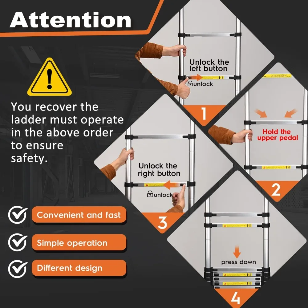 บันไดอลูมิเนียมน้ำหนักเบา ยาว 10.5 ฟุต รับน้ำหนักได้ 330 ปอนด์ พร้อมตัวกันสั่นแบบสามเหลี่ยมคู่ สำหรับงานหนัก