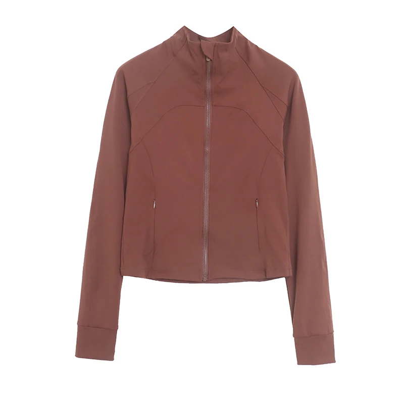 

Одежда для йоги Slim Fit с длинным рукавом и молнией, дышащая, быстросохнущая, влагоотводящая, эластичная, с двойным слоем на спине, верхняя одежда