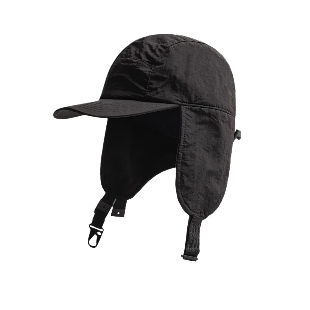 

Корейская однотонная флисовая ветрозащитная шапка с защитой ушей для активного отдыха, зимняя теплая шапка-бомбер для мужчин для катания на лыжах и велоспорта