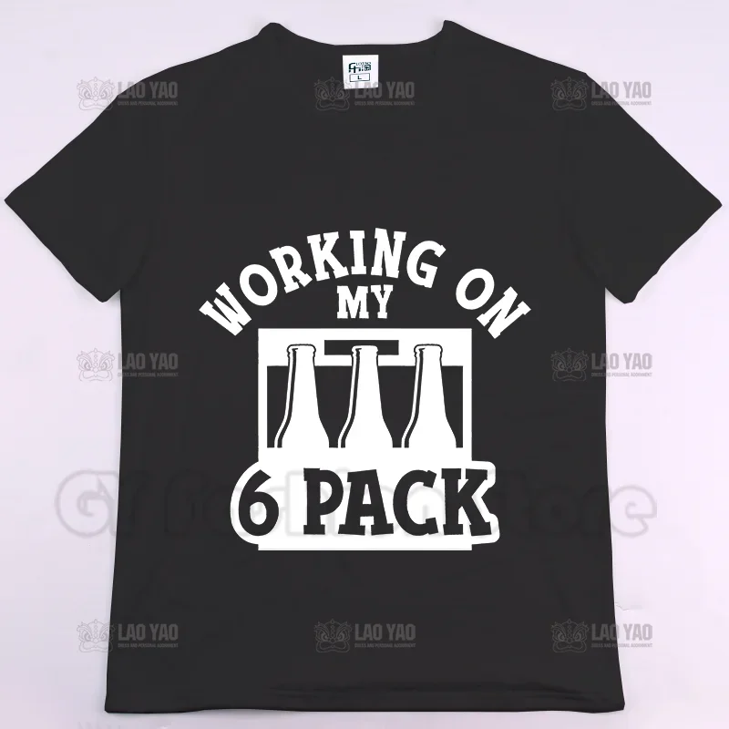 Working on My 6 Pack Hot Selling Summer Printed T-shirt Casual Men Women T Shirts Unisex Street Wear Fashion Tops