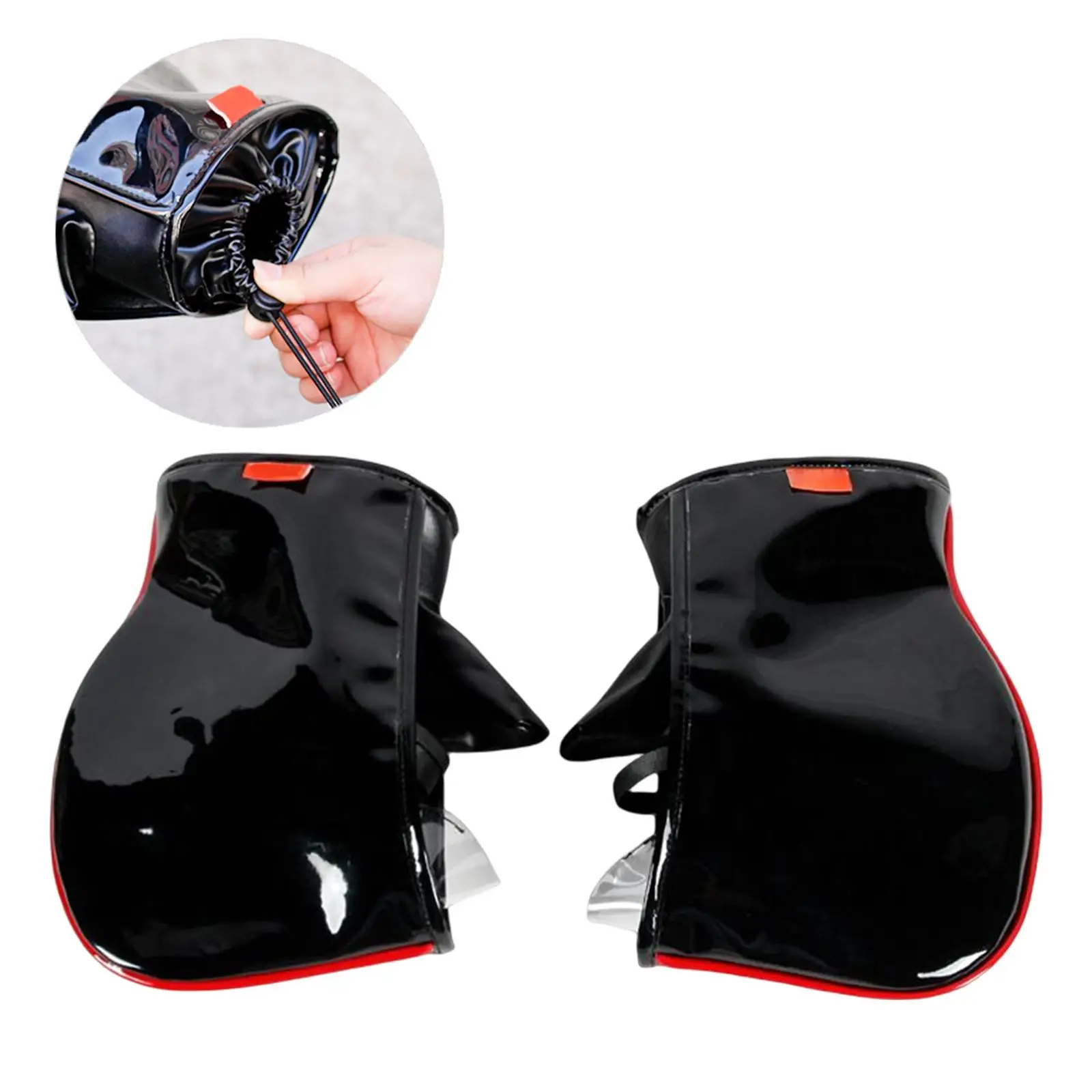 PU Leather Motorcycle Handlebar Gloves Thick Velvet Waterproof Gauntlets Mittens