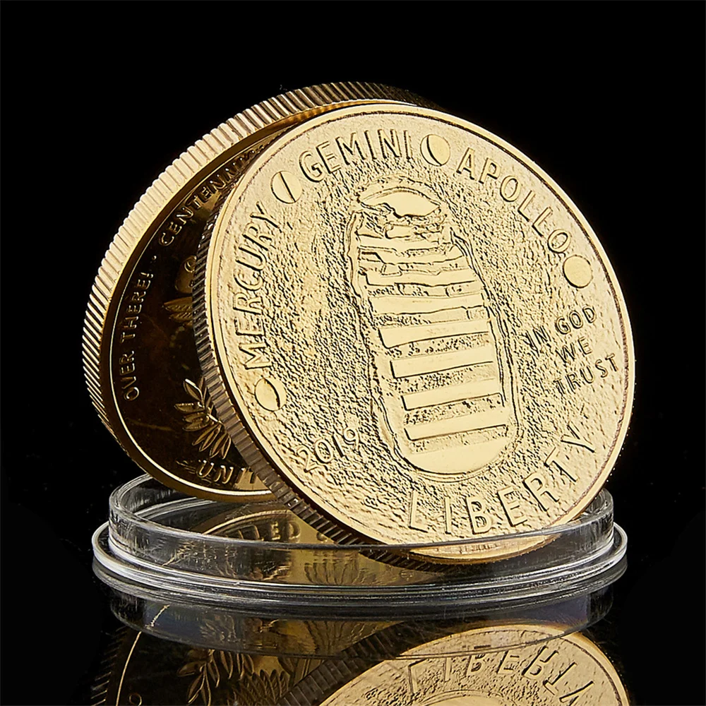 USA Moon Landing Mercury Gemini Apollo E PLURIBUS UNUM In God We Trust LiBerty Gold/Silver Plated Coin Collectible