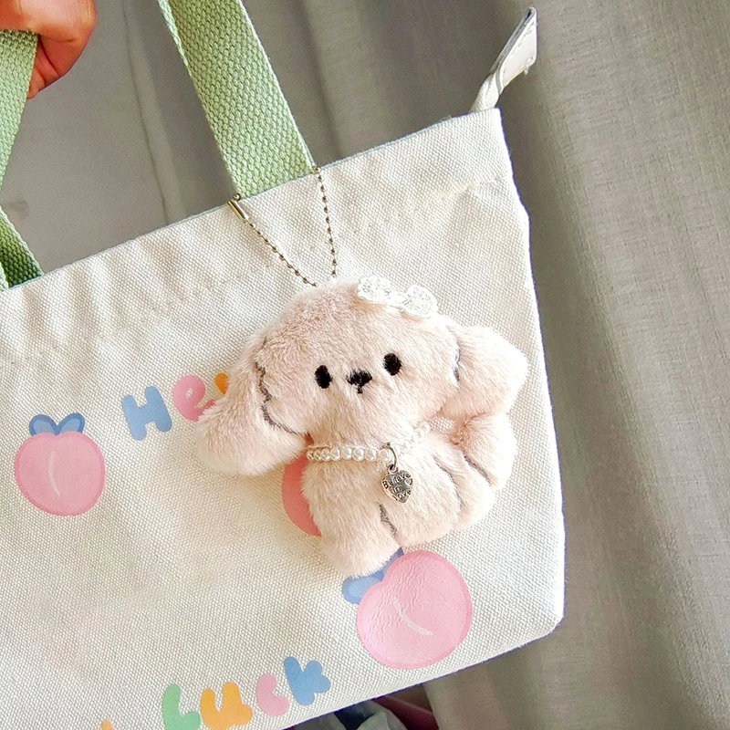 

Fashion Puppy Keychain Bag Pendant Cute Plush Stuffed Animal Couple Keychain Women's Multi-function Backpack Decorative Gifts