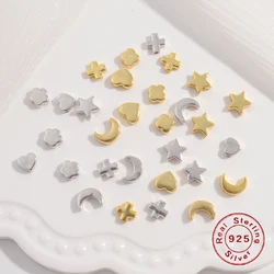 925 Sterling Silver Loose Spacer Beads Star/Heart/Moon/Four Leaf Clover Shape Beads, DIY Necklace Bracelets Jewelry Making SZ44