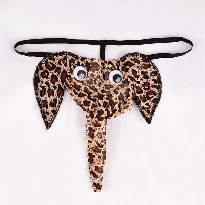Perizoma con naso di elefante maschile Wild Fantasy con baule leopardato, guaina per pene, lingerie erotica per lui, intimo sotto i pantaloni
