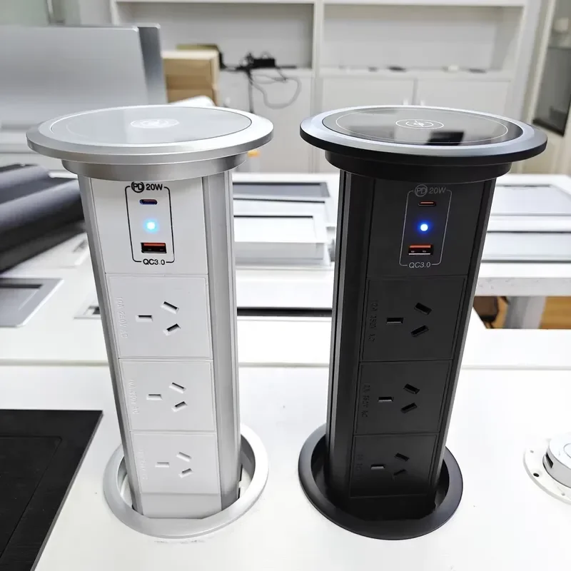 Automatic Pop Up Power Socket Wireless Charging Lift Kitchen Outlet Electric Retractable Plug for Australia New Zealand