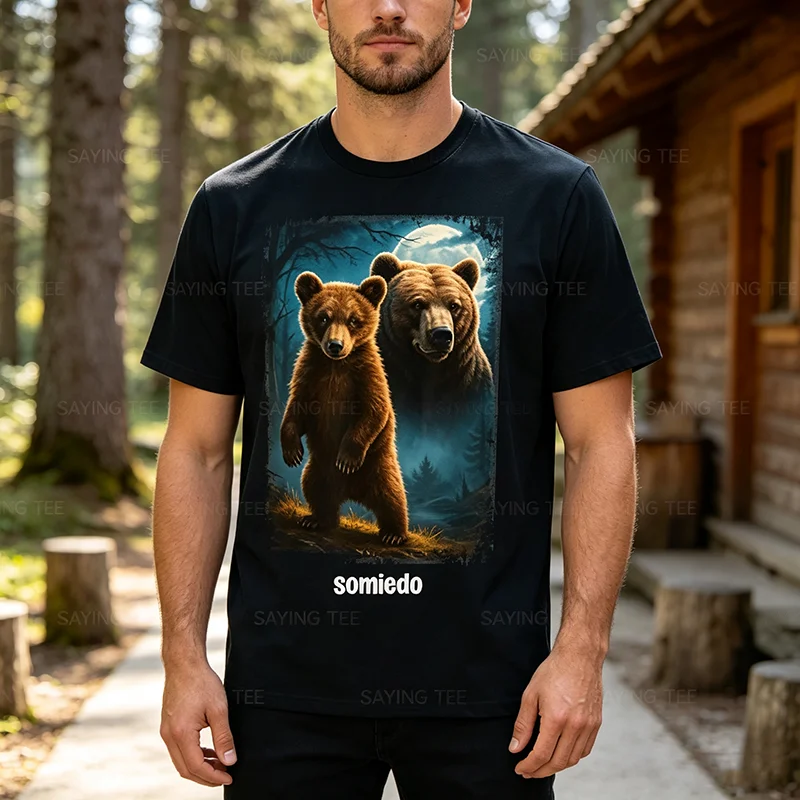 Somiedo Bär Lustiges Tierliebhaber-Bären-T-Shirt Y2k Camping Grafik Ästhetische Kleidung Humor Weiches Baumwoll-T-Shirt Kurzarm Geschenk – Detail 4