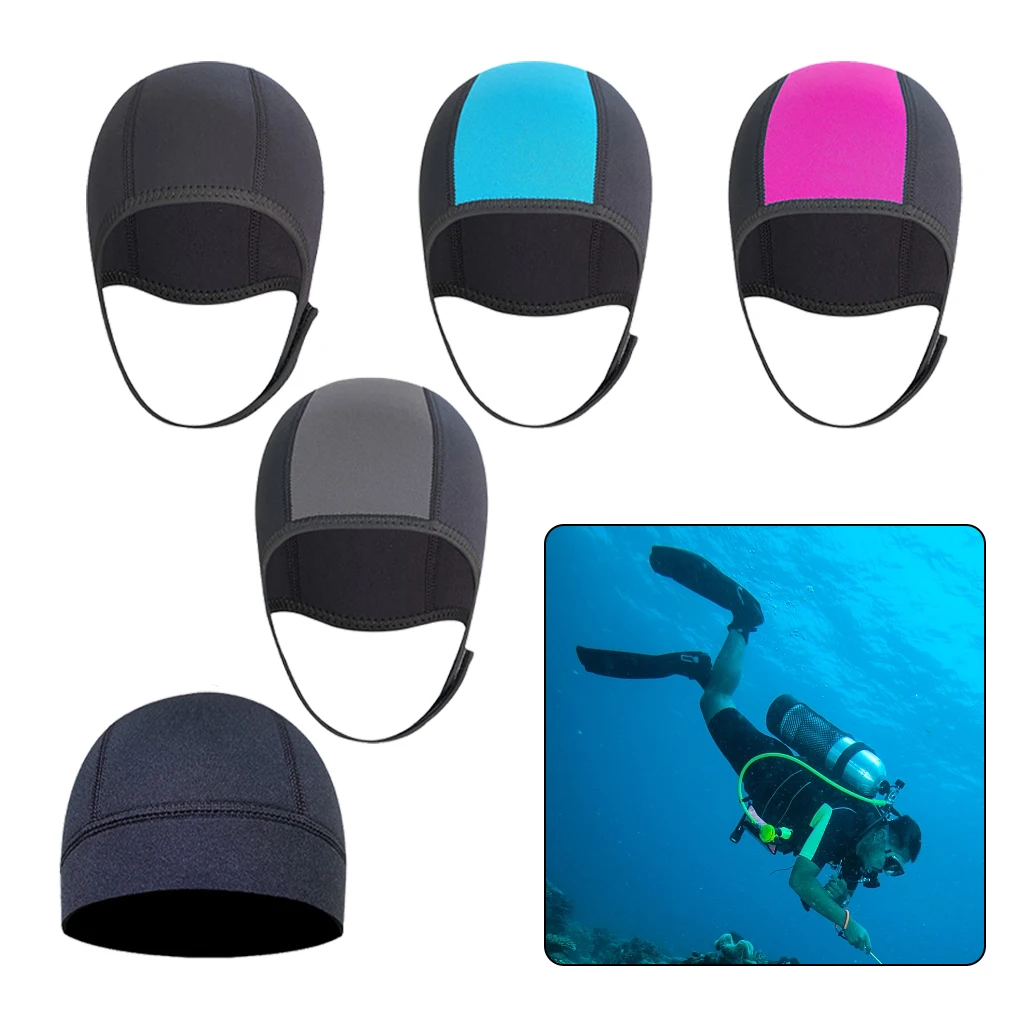 Neoprene Thicken Swim Thermal Hood Cap Thicken Swimming Pool Ear Hat Unisex Swimwear Equipment Man Women Black