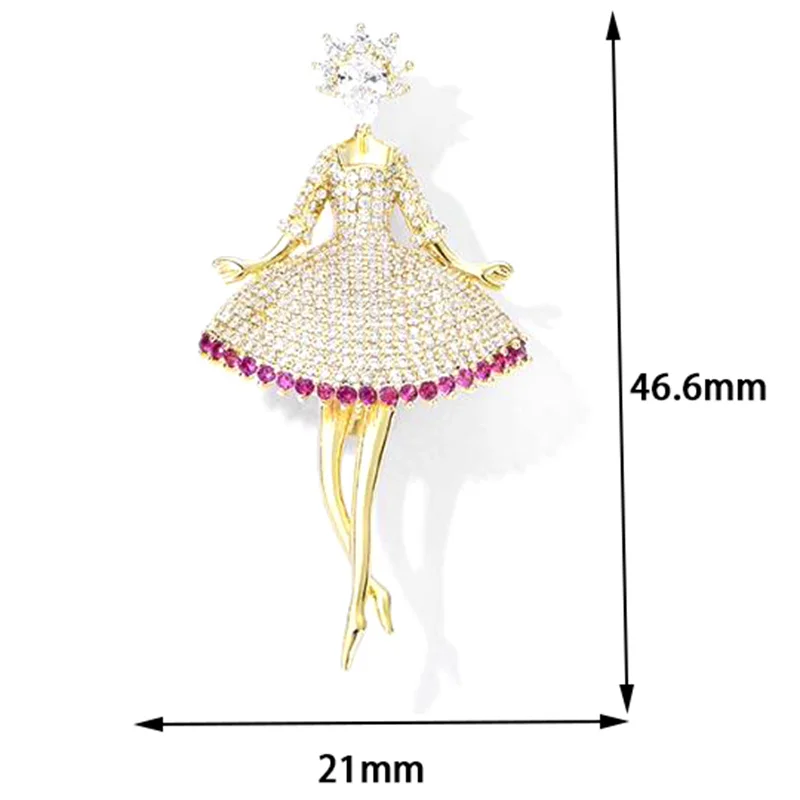 Темпераментные броши для балерины для женщин и девочек, элегантные изысканные булавки с цирконом для танцев, балетные девушки, ювелирные аксессуары, подарки