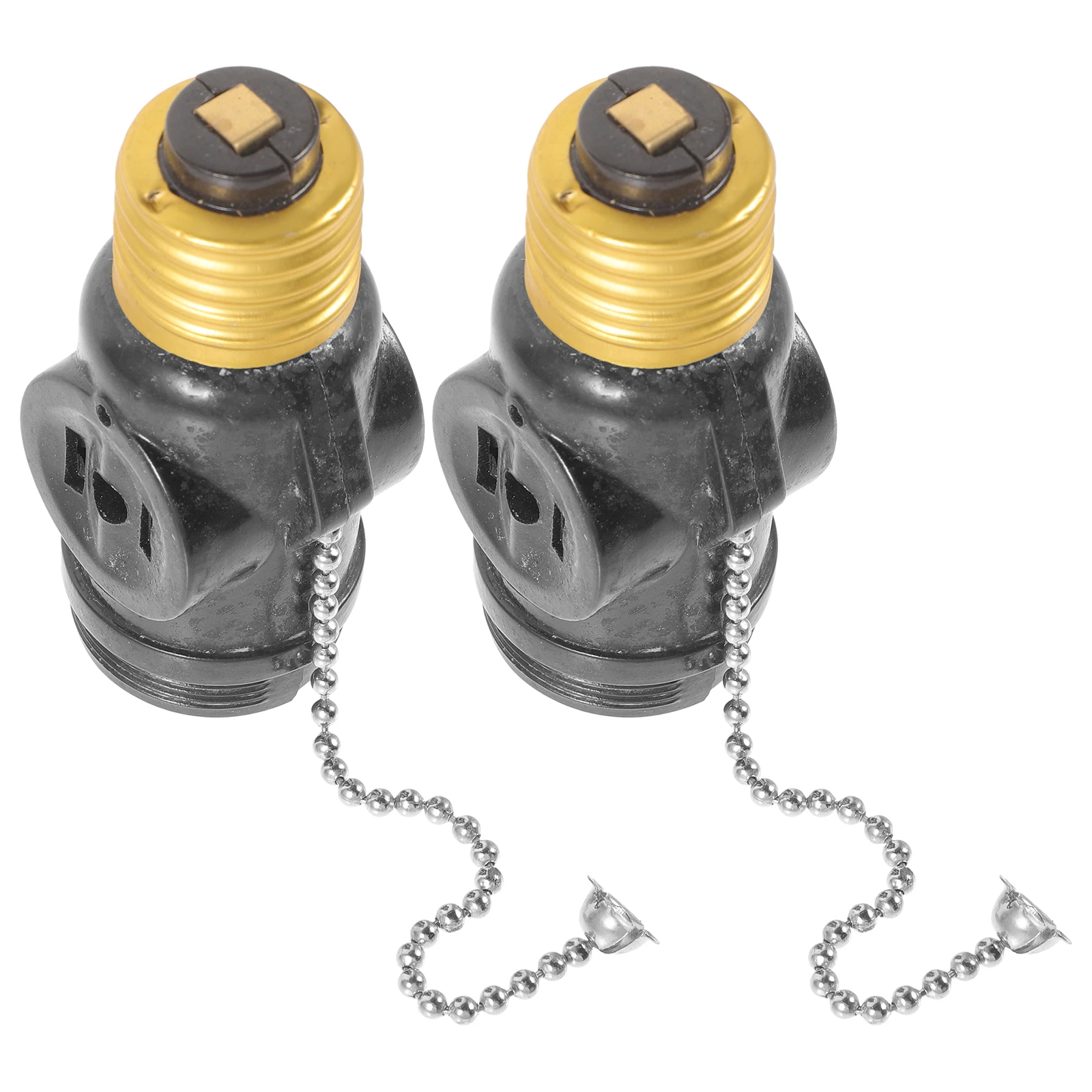 2pcs E26 Lamp Base Sockets Dual Bulb Holder Pull Chain Switch Two Outlet Bases Adapter Screw Socket Night Light Lampholder