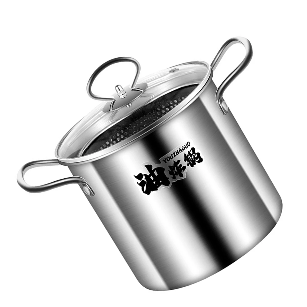 

1 set Stainless Steel Fryer Pot Deep Cooking Small Fish Basket Multifunctional Kitchen Frying Supplies Household Fried Pan Quick