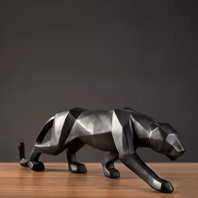 NONE Wohnkultur Panther Statue Tier Figur Abstrakte Geometrische Stil Harz Leopard Skulptur Home Office Desktop Dekoration Handwerk 6