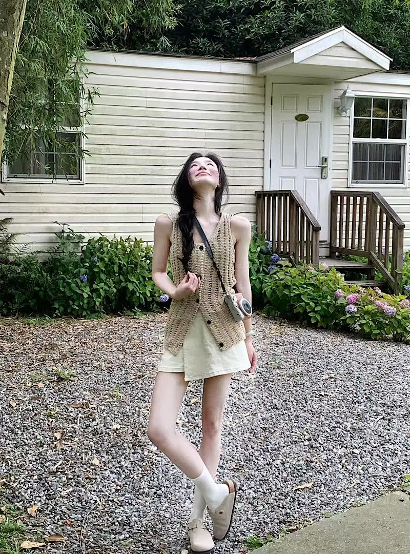 

Жилеты Жилетки Тонкий женский жилет со стразами Осенний вельвет в клетку Студенческая молодежная униформа Школьные пледы среднего возраста Многослойные