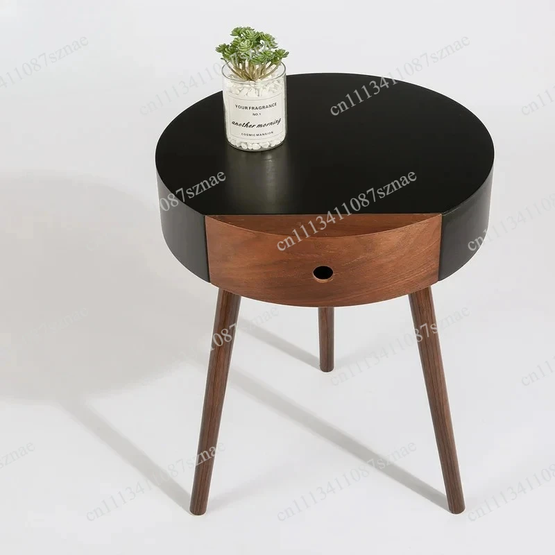 Minimalist Round Nightstand, Nordic Industrial Bedside Table, Modern Stylish Chest of Drawers for Bedroom Furniture