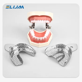 2 unids/set equipo de laboratorio Dental bandejas de impresión de acero inoxidable superior e inferior bandeja de dientes Autoclavable soporte de dientes herramientas de dentista