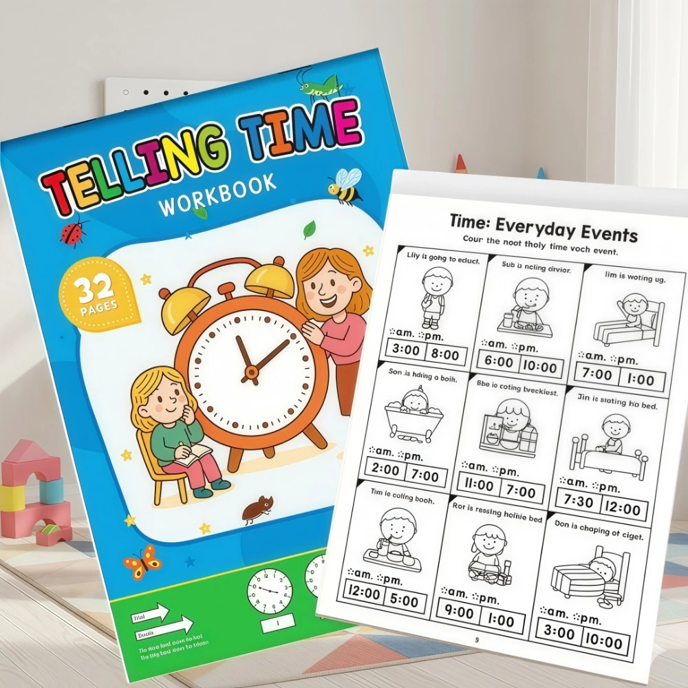 Telling Time Workbook for Kids - Master Analog & Digital Clocks in 30 Days,Daily Practice Worksheets with Interactive Activities