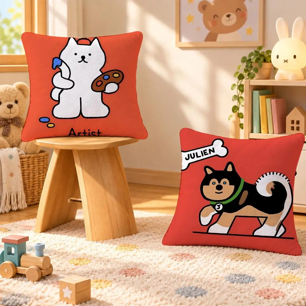 Artist Karen Yoojin Doodle Art Decor Cushion Cover Personalized Decorative Living Room Home Sofa Bedroom Office Car Decor