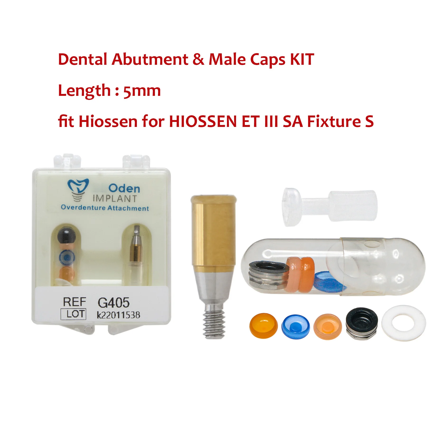 

Dental Implant Attachment Abutment Overdenture Male Caps Kit Regular 5mm Compatible With for Hiossen