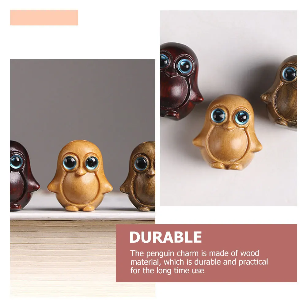 

2Pcs Wooden Penguin Pendant Durable Retro Style Key Hanging Adornments Car Interior Decoration DIY Crafts Penguin DIY Charm