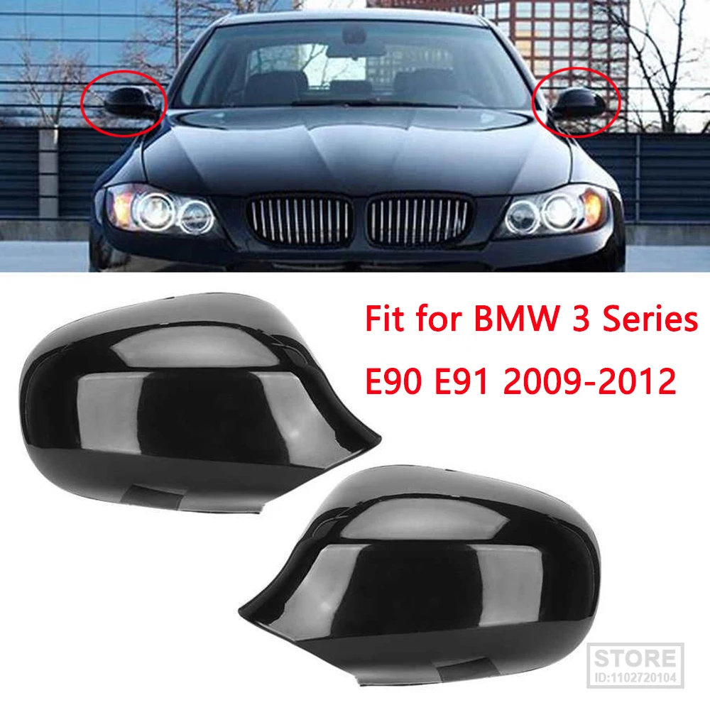 

2PCS Glossy Replacement Rearview Side Mirror Covers Cap for BMW 3 Series E81 E87 E90 E91 2009 2010 2011 51167205291 51167205292