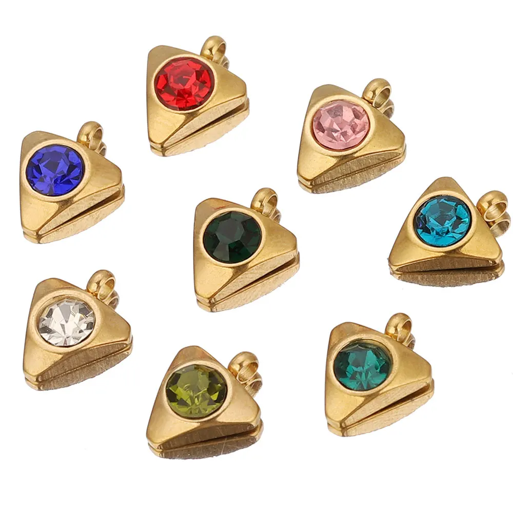 20 قطعة مثلث من الفولاذ المقاوم للصدأ دلايات صغيرة قلادة كريستال حجر الراين سحر DIY بها بنفسك أقراط سوار لوازم المجوهرات الحرف اليدوية