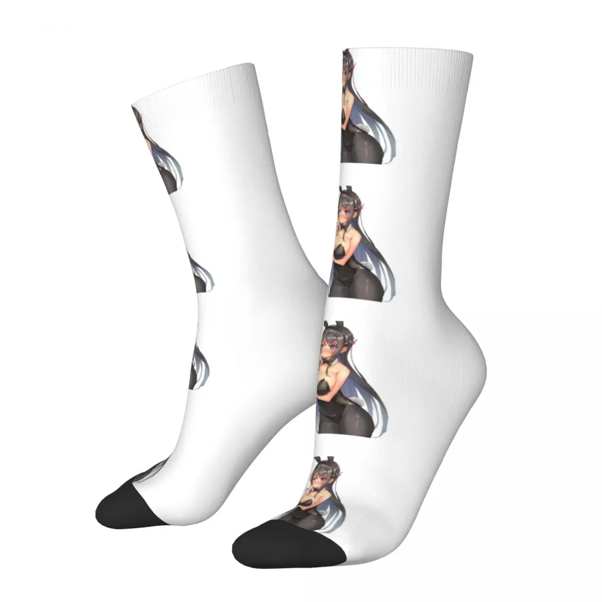 Funny Sakurajima Mai Basketball Socks Rascal Does Not Dream of Bunny Girl Senpai Crew Socks for Women Men Sweat Absorbing