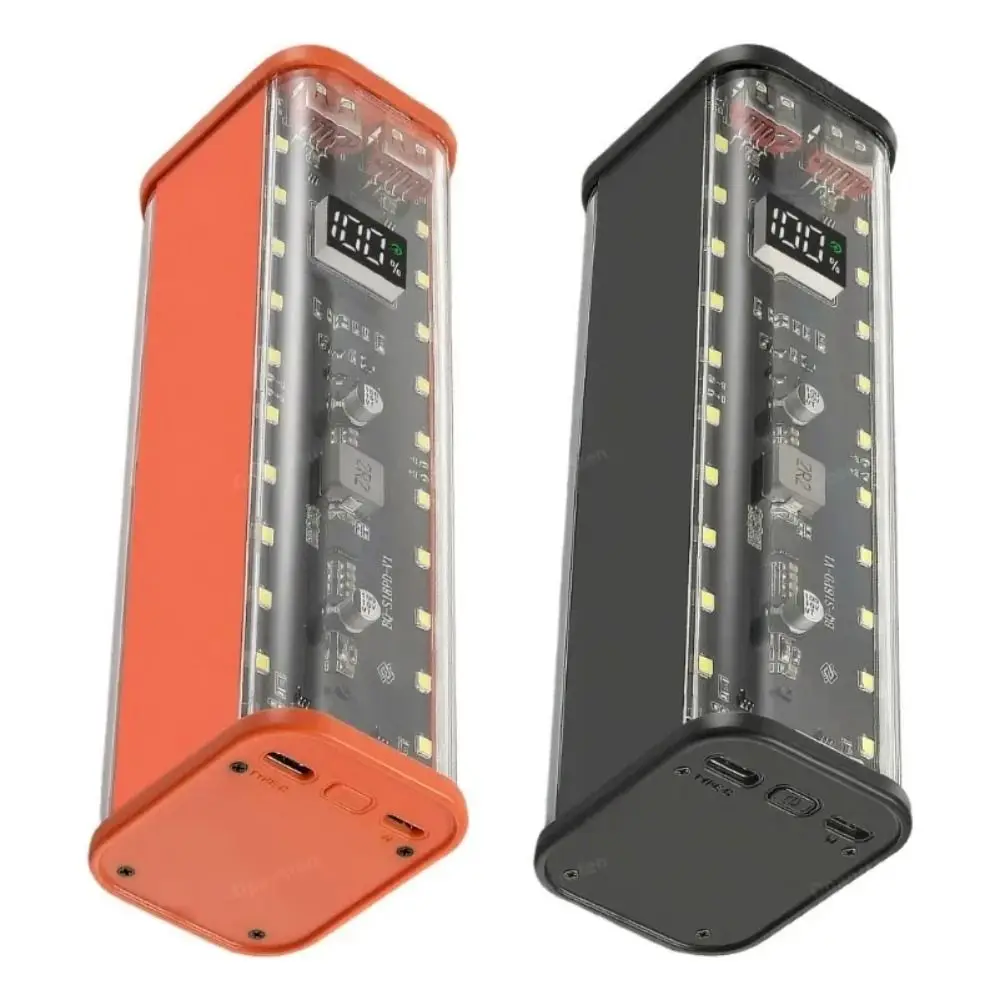 Portable ABS Battery Case 8 Slots Solder Free Power Bank Shell Fast Charge Board Transparent Shell Cell Holder DIY Maker