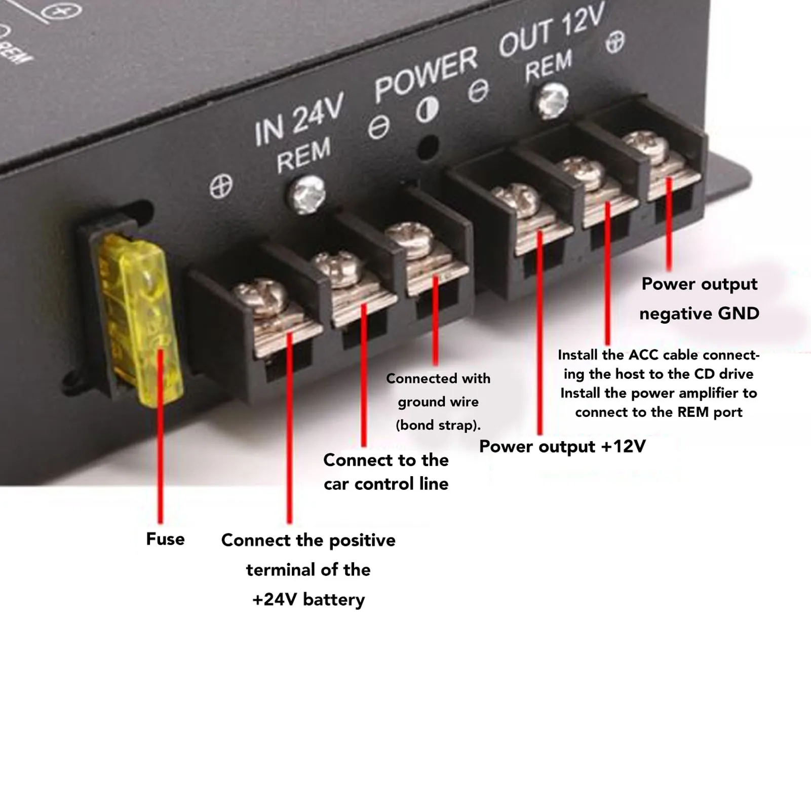 منظم مخفض الجهد تبديد الرأس السريع 24 فولت إلى 12 فولت محول خفض الجهد مع التحكم في درجة الحرارة لحافلات RVS SUV