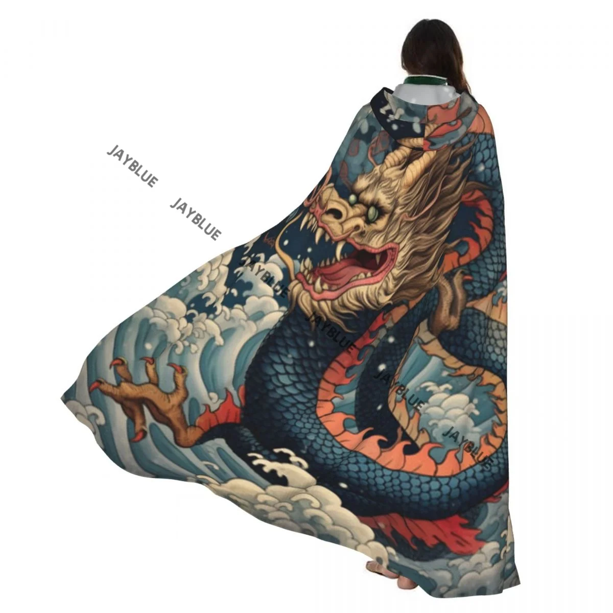 

Плащ для взрослых, накидка с капюшоном, винтажный узор дракона, средневековый костюм, ведьма, Викка, вампир, эльф, Пурим, карнавальная вечеринка