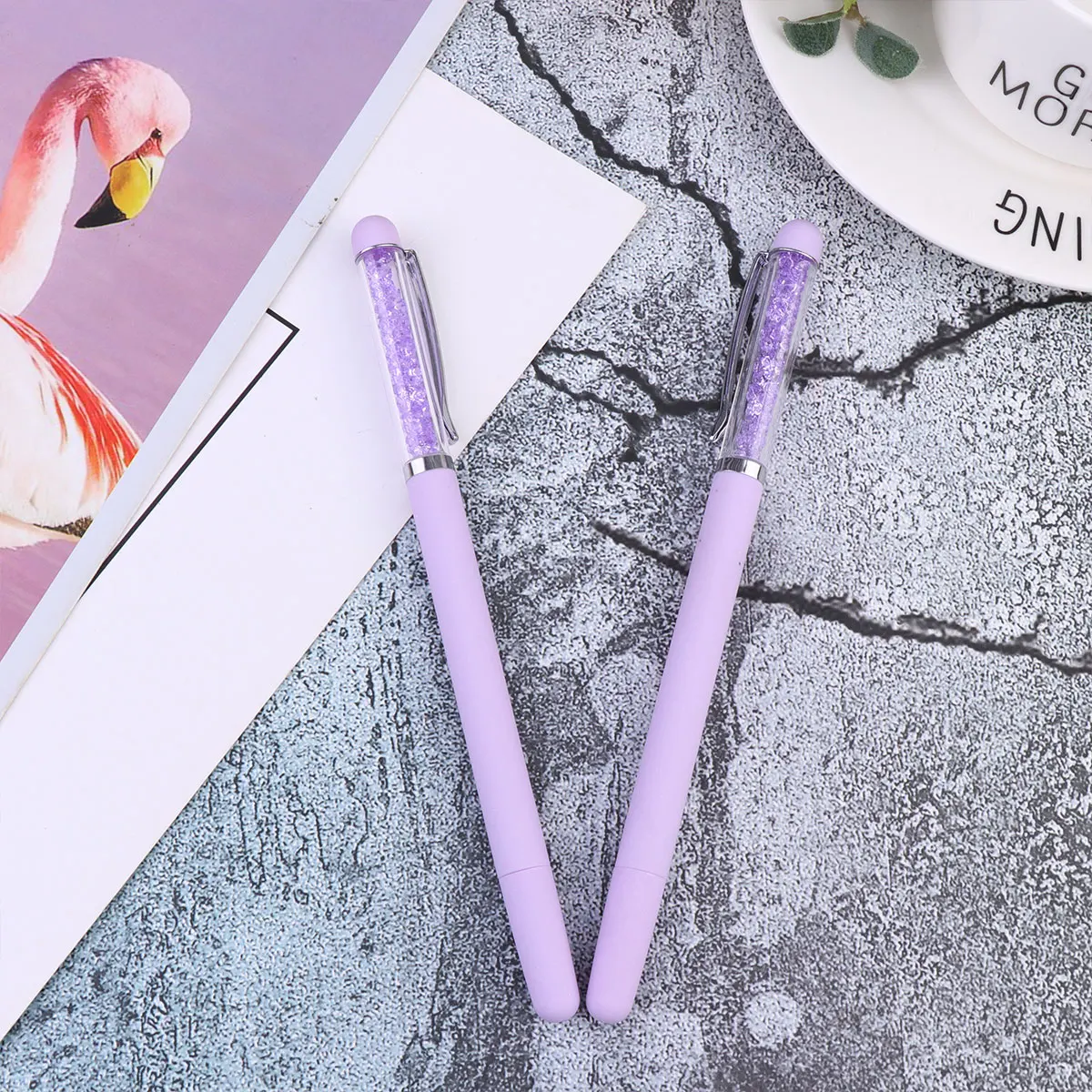 

2 Pcs Polish Drilling Pen Nail Tools for Art Manicure Dotting Rhinestones Purple