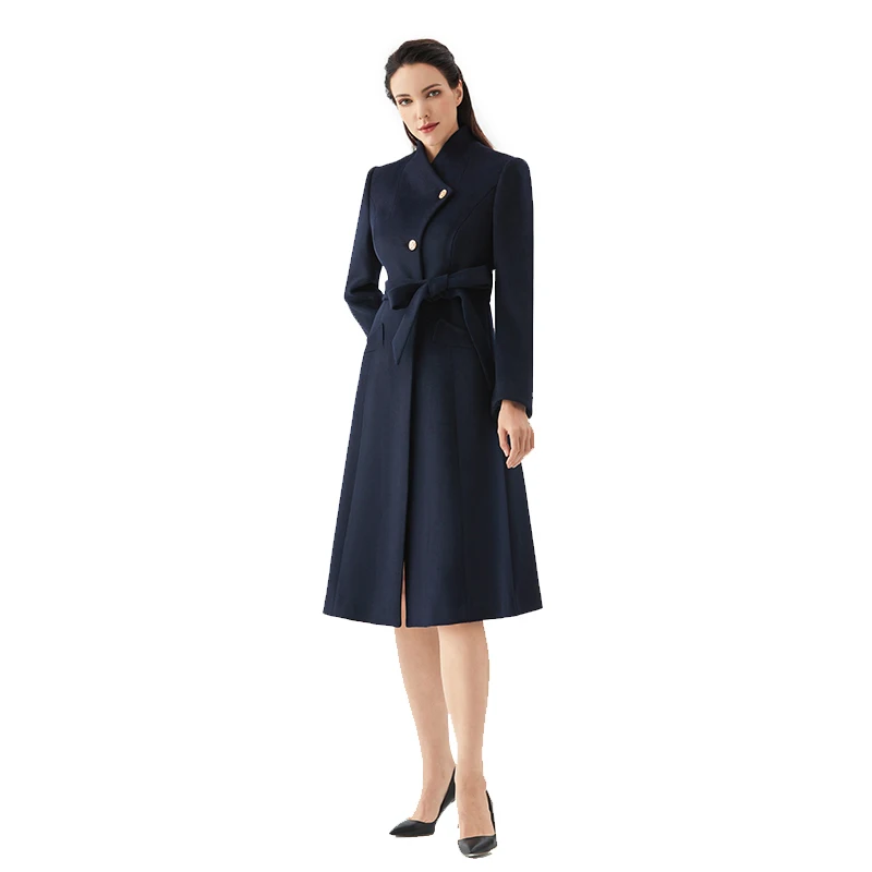 Office Lady Uniform Medium Length Professional Attire Jewelry Bank Hotel Reception Work Wear Black Woolen Coat For Women