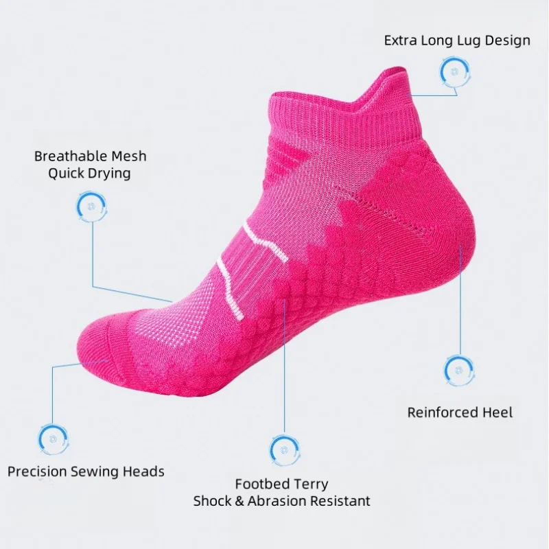 2Pair Professional Marathon Runing Anti-odor Sock for Men Woman Sport Fitness Thickened Cushioned Short Tube Low Cut Ankle Socks