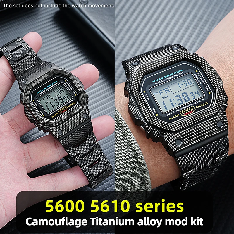 Camouflage DW5600 Titanium alloy Strap bezel Protective Case For Casio G-SHOCK DW-5600 GWB5600 GW-M5610 metal watch band mod kit