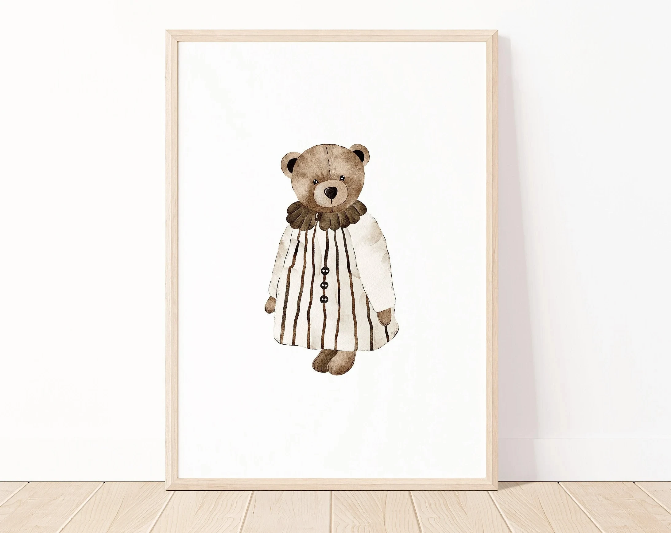 Pink Ballet Dancer Bear Bow and Cute Teddy Bear Canvas Painting Funny Minimalist Wall Art Boho Nursery Print Kids Room Decor