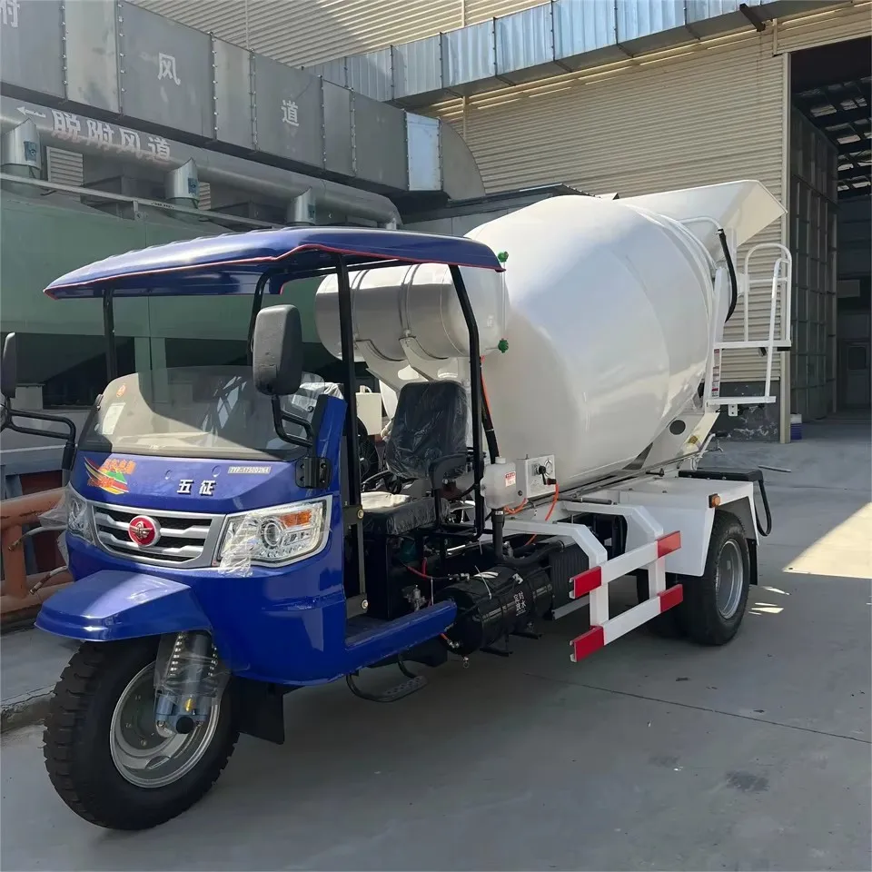 2-way Five-wheeled Concrete Mixer Truck Small 3 Cubic Fully Automatic Concrete Mixer Truck Three-wheeled Cement Transport Tanker