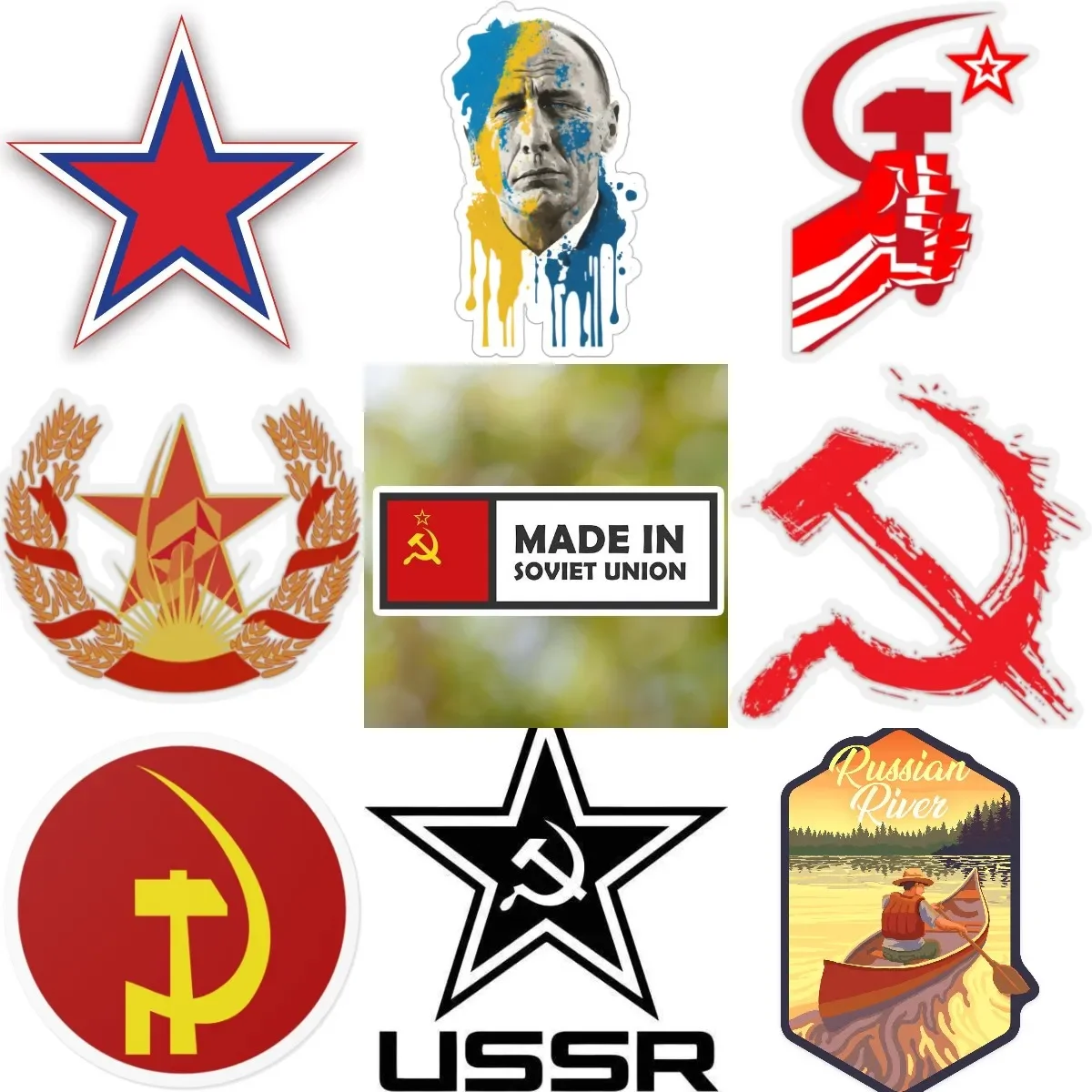 

Russia Sickle Hammer Pentagram Communist Logo Sticker for Car Laptop Truck Van Window Motorcycle Bicycle Wall Decal Accessories