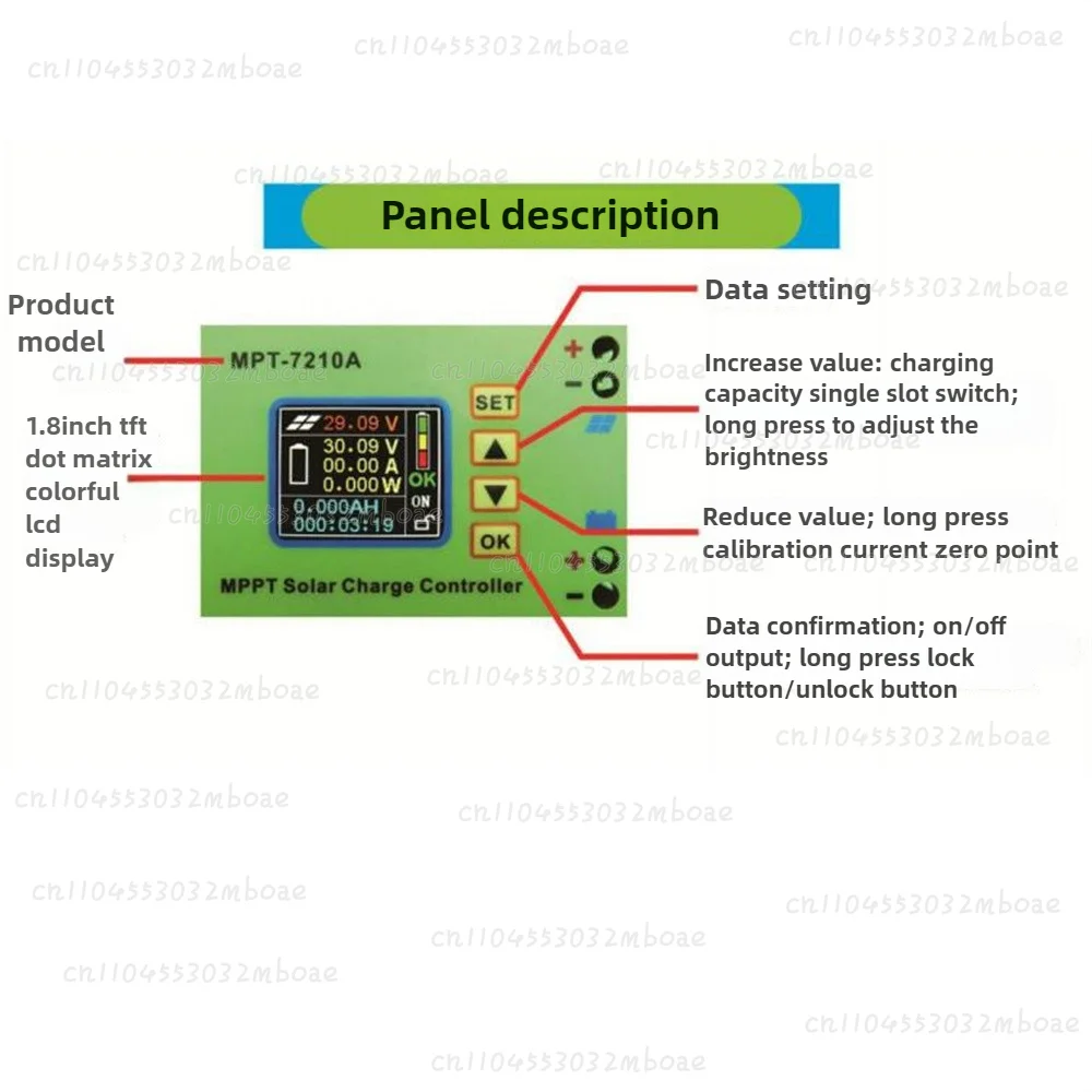 DC12-60V To DC15-90V LCD Boost Battery Charging Module MPT-7210A Solar Controller