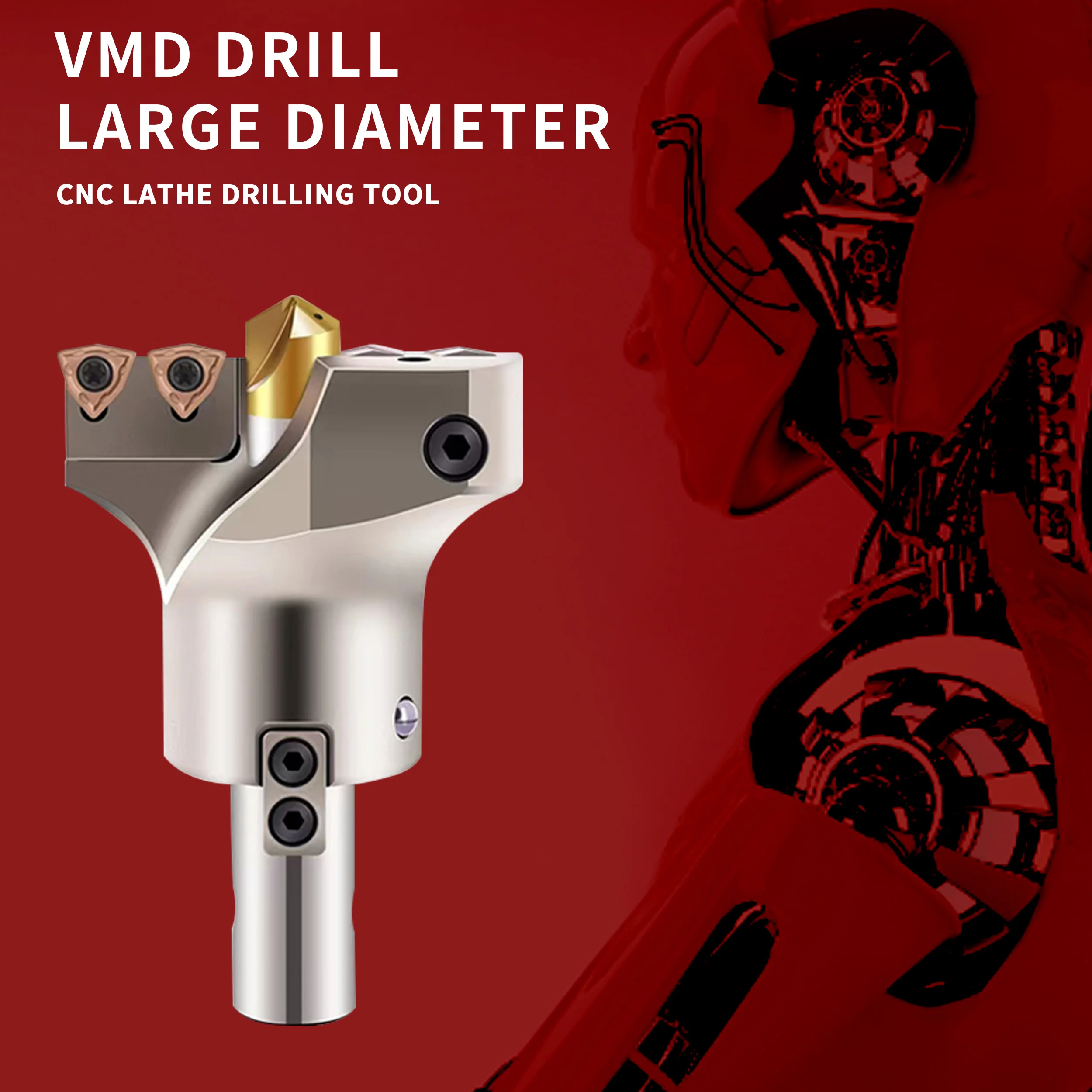 Imagem -03 - Vmd Deep Hole u Broca Torno Cnc Broca Ferramentas Grande Diâmetro Inserções de Posicionador Wcmx Wcmt 45 mm a 200 mm Alta Qualidade
