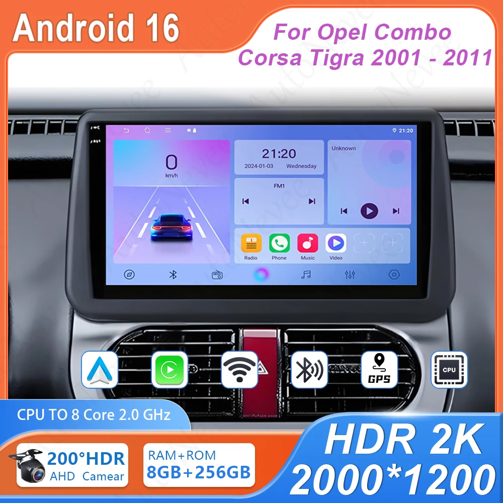 Android GPS Navigation Car Radio For Opel Combo Corsa Tigra 2001 - 2011 4G Wifi BT High-performance Head Unit Multimedia Player
