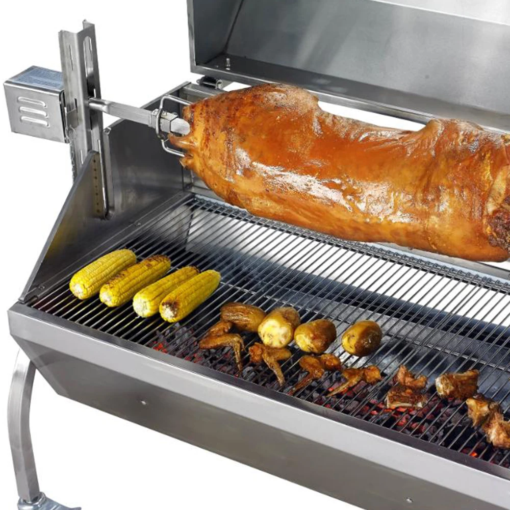 Luxurious Large Rotisserie Stainless Steel Gas and Charcoal BBQ Grill 60KG Outdoor Wholesale Barbecue Grill