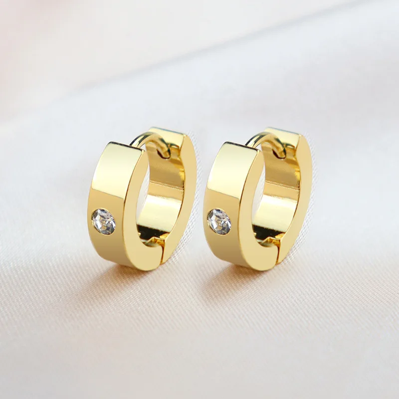 Stainless Steel Hoop Earrings Women 9 Style Vintage Simple Gold Color Ear Buckle Korean Fashion Retro Cartilage Piercing KBE113