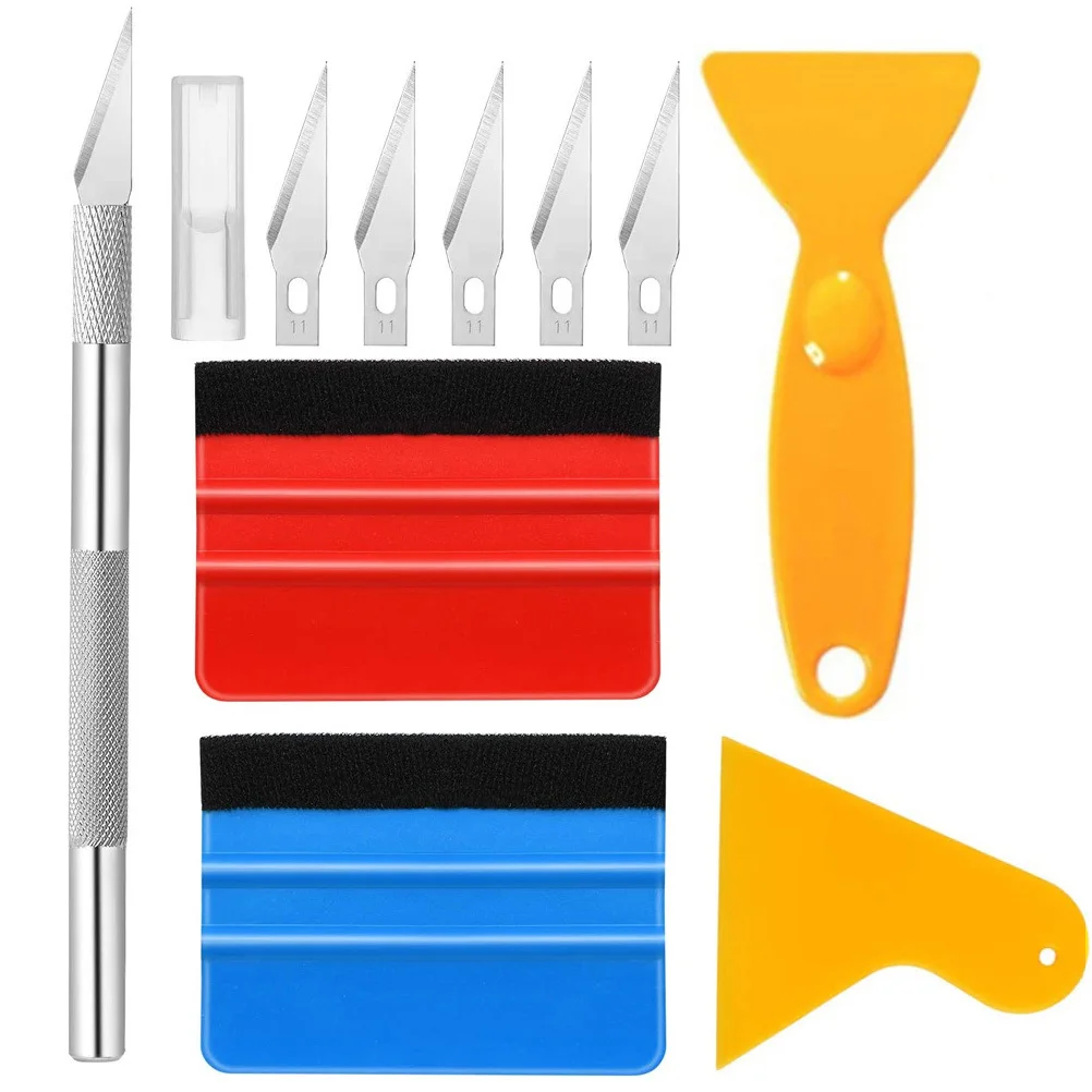 

1 Set Vinyl Wrap Tool Kit Felt Edge Squeegee For Window Film Tint Application Decal Scraper Wallpaper Smoothing Car Wrapping
