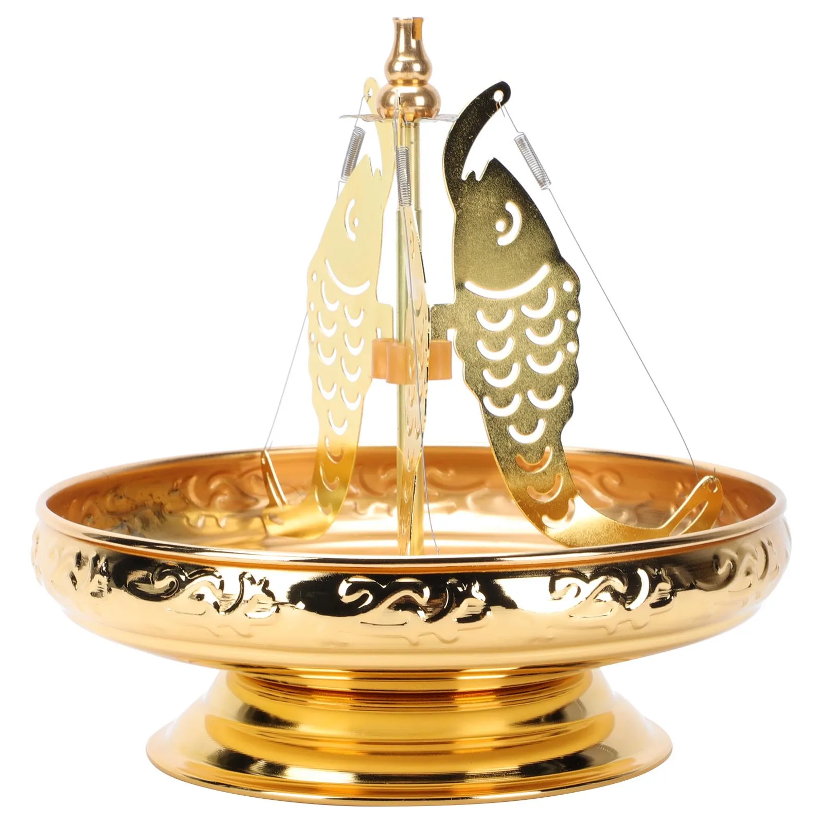 

1Pcs Decorative Incense Burner Zinc Alloy Smooth Metal Lines Safe Use for Coil Incense Golden Sandalwood Coil Plate