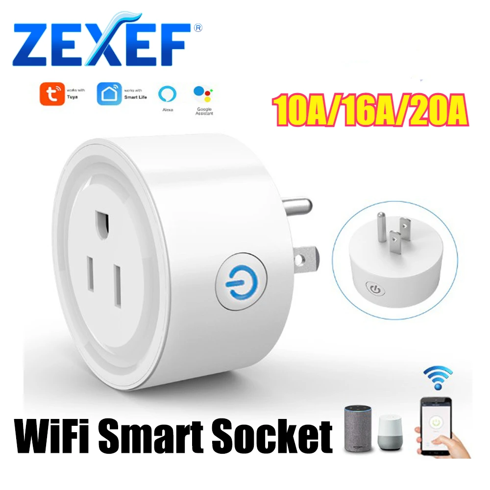 

ZEXEF Smart Plug TUYA WIFI Smart Socket With Power Monitor Voice Control Timing Home Power Socket Works with Alexa Google Home