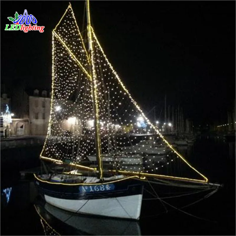 custom.Outdoor large 3D LED illuminated lighted sailing boat