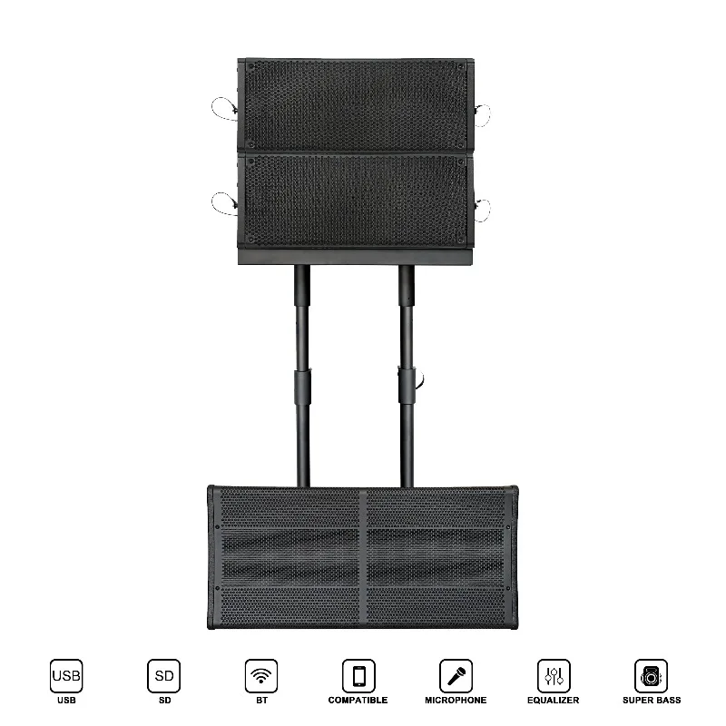 4000W portable dual 15-inch active subwoofer + 10-inch array line array professional karaoke PA sound system, support DSP/WiFi/